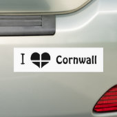 I Love Cornwall Kernow St Piran Flag Heart Design Bumpersticker (Op auto)