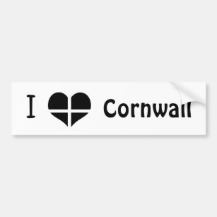 I Love Cornwall Kernow St Piran Flag Heart Design Bumpersticker