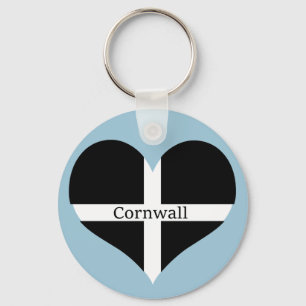 I Love Cornwall St Piran Flag Heart Design Sleutelhanger