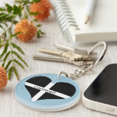 I Love Cornwall St Piran Flag Heart Design Sleutelhanger (Voorkant Rechts)