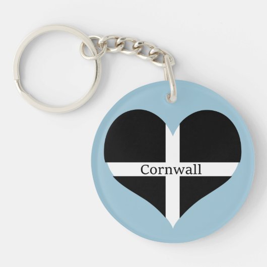 I Love Cornwall St Piran Flag Heart Design Sleutelhanger (Voorkant)
