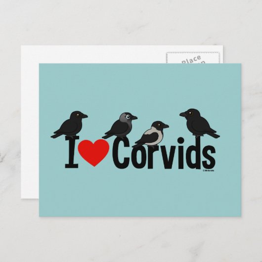I Love Corvids Briefkaart (Voorkant / Achterkant)