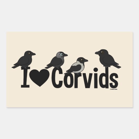 I Love Corvids Rechthoekige Sticker (Voorkant)