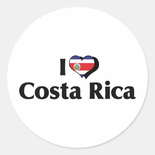 I Love Costa Rica Flag Ronde Sticker (Voorkant)