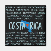 I Love Costa Rica Map Names of Cities Souvenir Magneet (Voorkant)