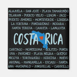 I Love Costa Rica Map Names of Cities Souvenir Magneet