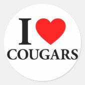 I Love Cougars Ronde Sticker (Voorkant)