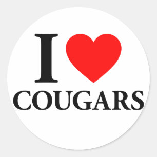 I Love Cougars Ronde Sticker