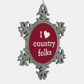 I Love Country Tin Sneeuwvlok Ornament (Links)