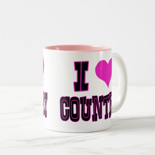 I Love Country Tweekleurige Koffiemok (Voorkant rechts)