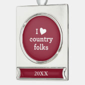 I Love Country Verzilverd Banner Ornament (Links)