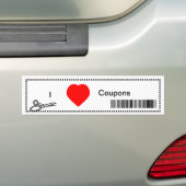 I Love Coupons - Red Heart and Bar Code Bumpersticker (Op auto)