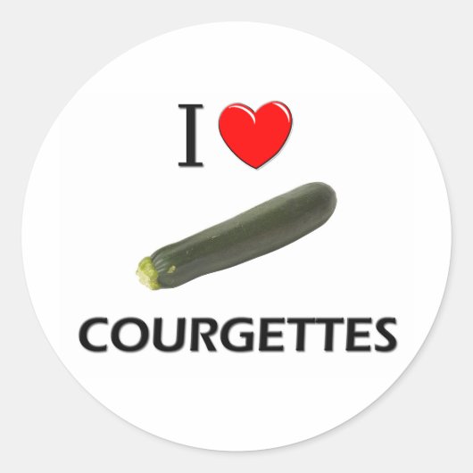 I Love Courgettes Ronde Sticker (Voorkant)