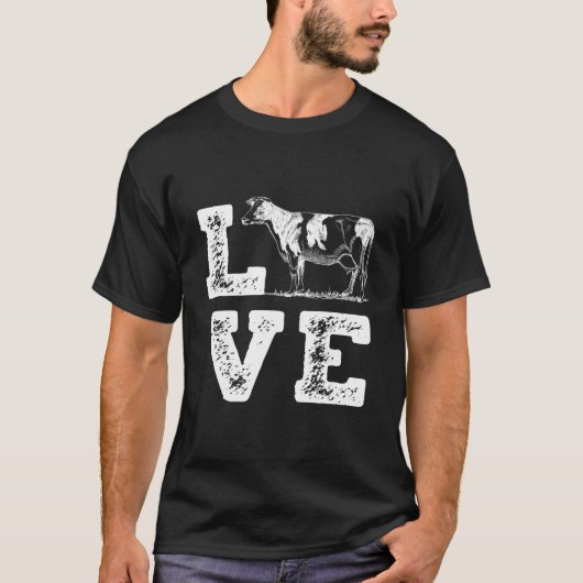 I Love Cows Cow Dairy Farmer Farm T-shirt (Voorkant)