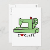 I Love Craft- Kawaii Sewing Machine Briefkaart (Voorkant / Achterkant)