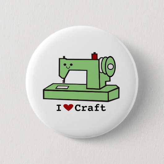 I Love Craft- Kawaii Sewing Machine Ronde Button 5,7 Cm (Voorkant)