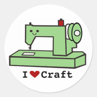 I Love Craft- Kawaii Sewing Machine Ronde Sticker