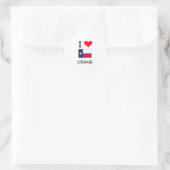 I Love Crane Texas Ronde Sticker (Tas)
