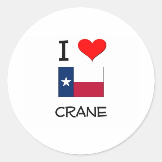 I Love Crane Texas Ronde Sticker (Voorkant)