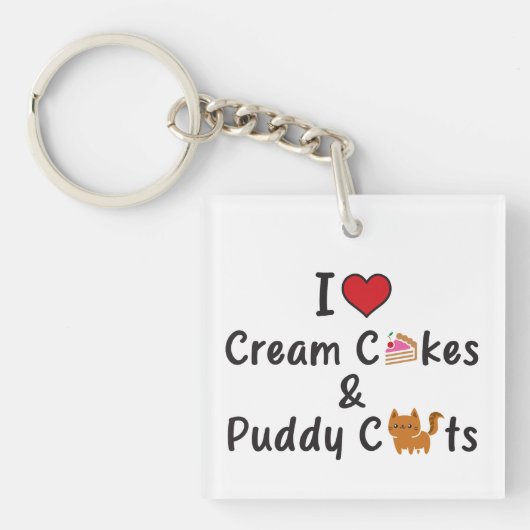 I Love Cream Cakes & Puddy Cats Sleutelhanger (voorkant)
