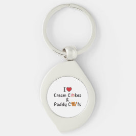 I Love Cream Cakes & Puddy Cats Sleutelhanger