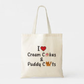 I Love Cream Cakes & Puddy Cats Tote Bag (Achterkant)