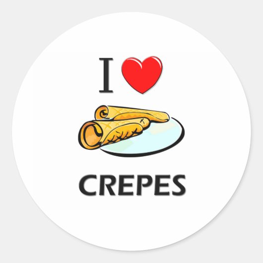 I Love Crepes Ronde Sticker (Voorkant)