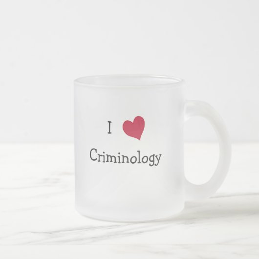 I Love Criminology Matglas Koffiemok (Rechts)