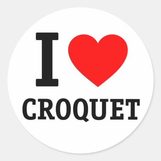 I Love Croquet Ronde Sticker (Voorkant)