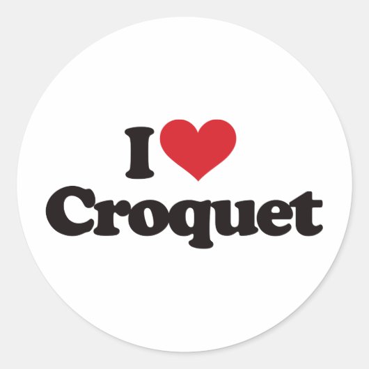 I Love Croquet Ronde Sticker (Voorkant)