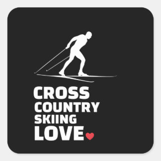 I love cross country skiing Stylish cross Vierkante Sticker