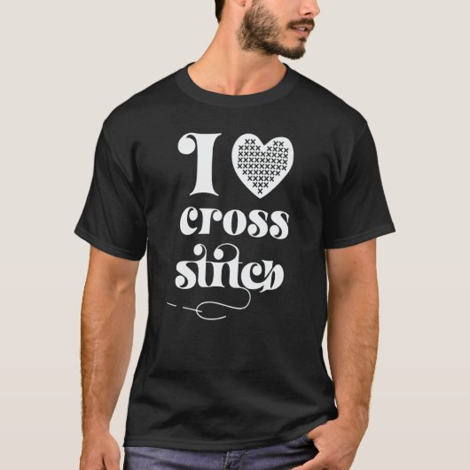I Love Cross Stitch Heart and Needle T-shirt (Voorkant)