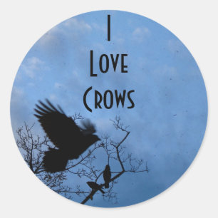 I Love Crows Ronde Sticker