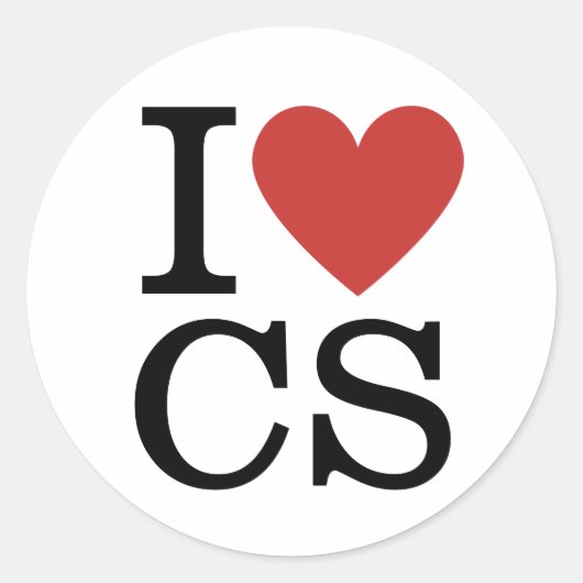 I ❤️ Love CS Informatica Faculteit / Student Ronde Sticker (Voorkant)