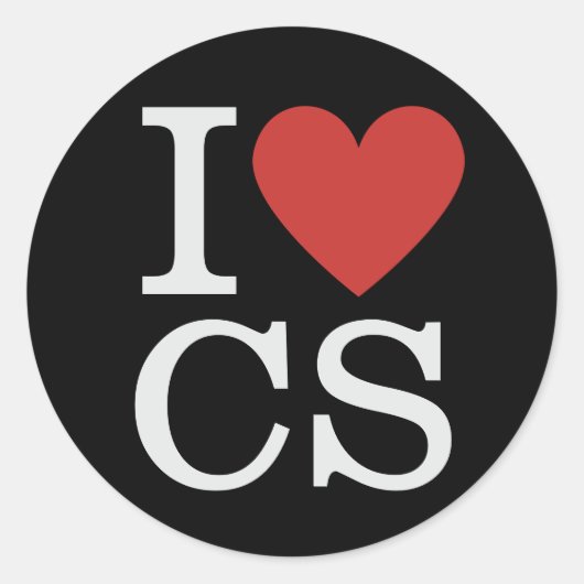 I ❤️ Love CS Informatica Faculteit / Student Ronde Sticker (Voorkant)
