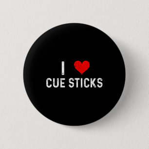 I Love Cue Sticks - Heart - Distressed Billiards Ronde Button 5,7 Cm