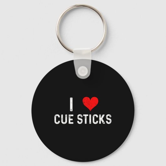 I Love Cue Sticks - Heart - Distressed Billiards Sleutelhanger (Voorkant)