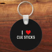 I Love Cue Sticks - Heart - Distressed Billiards Sleutelhanger (Voorkant)