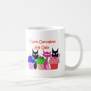 "I love cupcakes and cats" — Cupcake Lovers Gift Koffiemok