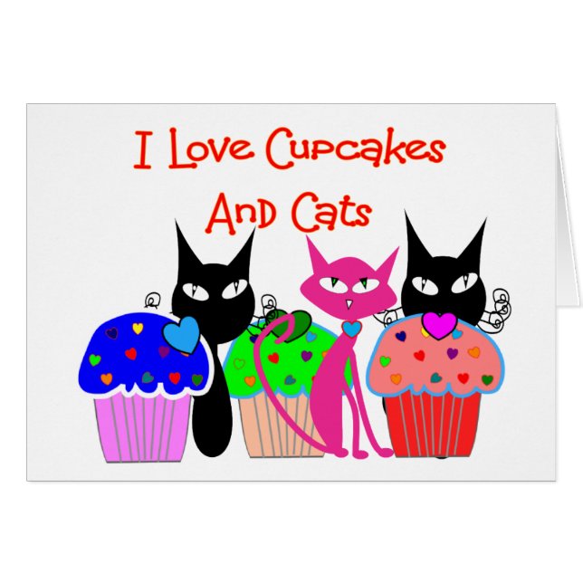 "I love cupcakes and cats" — Cupcake Lovers Gifts (Voorkant Horizontaal)