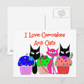 "I love cupcakes and cats" — Cupcake Lovers Gifts Briefkaart (Voorkant / Achterkant)