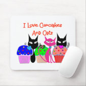 "I love cupcakes and cats" — Cupcake Lovers Gifts Muismat (Met muis)