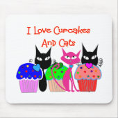 "I love cupcakes and cats" — Cupcake Lovers Gifts Muismat (Voorkant)