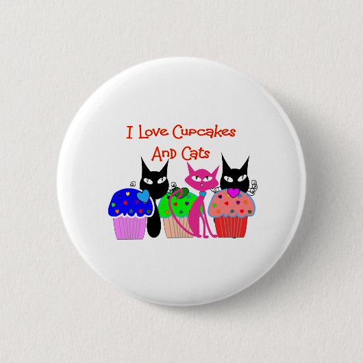 "I love cupcakes and cats" — Cupcake Lovers Gifts Ronde Button 5,7 Cm (Voorkant)