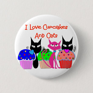"I love cupcakes and cats" — Cupcake Lovers Gifts Ronde Button 5,7 Cm