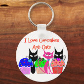"I love cupcakes and cats" — Cupcake Lovers Gifts Sleutelhanger (Voorkant)