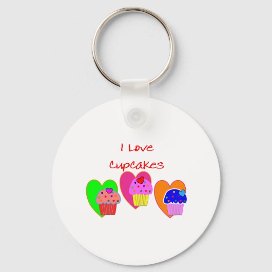 "I Love Cupcakes" — Cupcake houdt van cadeaus Sleutelhanger (Voorkant)