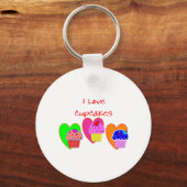 "I Love Cupcakes" — Cupcake houdt van cadeaus Sleutelhanger (Voorkant)