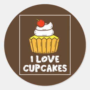 I Love Cupcakes Cute Lover Cupcake Eat Ronde Sticker