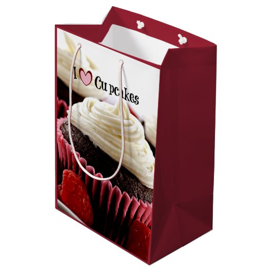 I Love Cupcakes Medium Cadeauzakje (Achterkant Gekanteld)